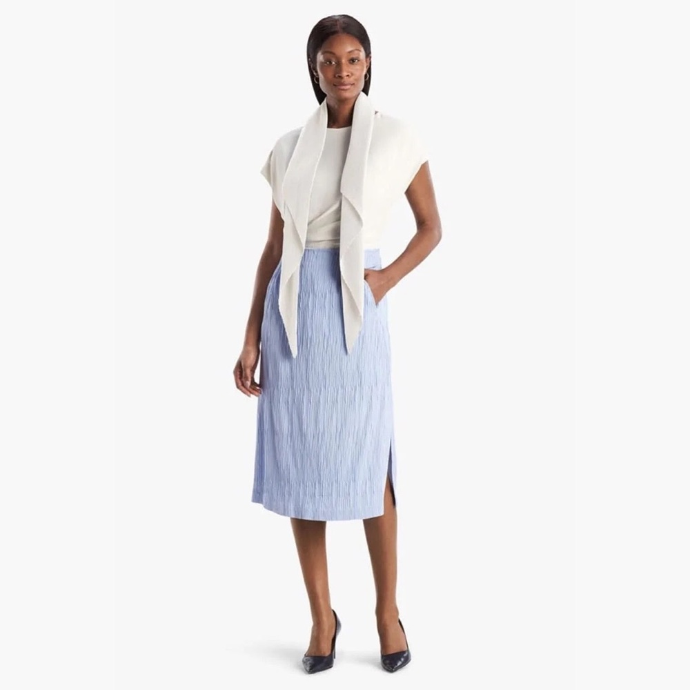 M.m.lafleur white The Plisse Scarf Ivory